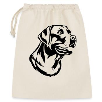 Hund schwarz schwarzer Hund Hundekopf Geschenk - Geschenkbeutel aus Baumwolle (40 x 50 cm) - Natur - Vorne