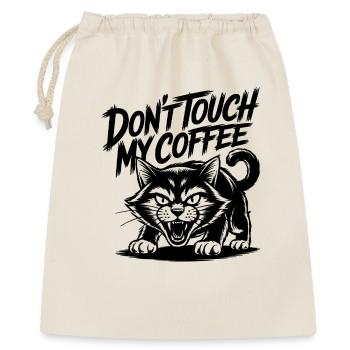 Lustige fauchende Katze Kaffeeliebe Design - Geschenkbeutel aus Baumwolle (40 x 50 cm) - Natur - Vorne