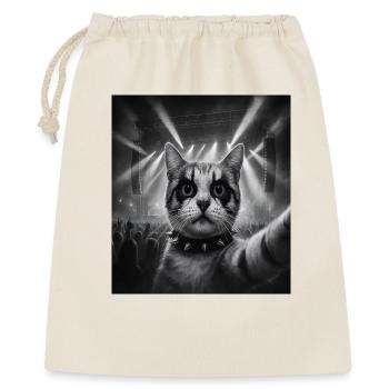 Katze Musik Heavy Metal Katzen Geschenkidee Lustig - Geschenkbeutel aus Baumwolle (40 x 50 cm) - Natur - Vorne
