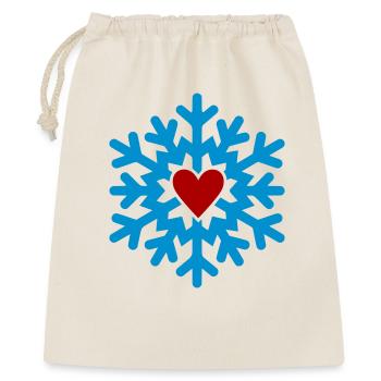 Winterherz Schneeflocke - Geschenkbeutel aus Baumwolle (40 x 50 cm) - Natur - Vorne