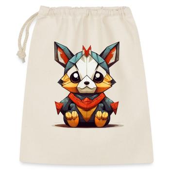 Geometrischer Fuchs Charm - Geschenkbeutel aus Baumwolle (40 x 50 cm) - Natur - Vorne