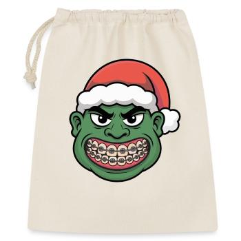 Sourire du Père Noël vert - Sac cadeau 40 x 50 cm - nature - Devant