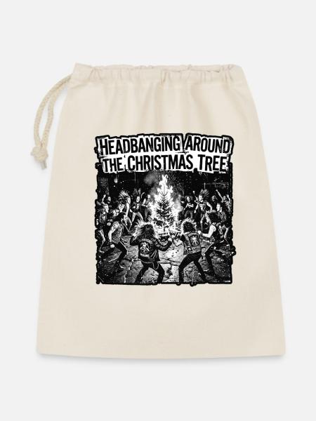Weihnachts Headbanger - Geschenkbeutel aus Baumwolle (40 x 50 cm) - Natur