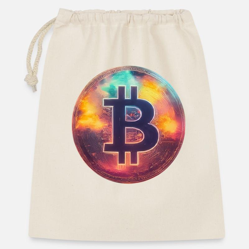 Spektakulärer Bitcoin - Geschenkbeutel aus Baumwolle (40 x 50 cm) - Natur