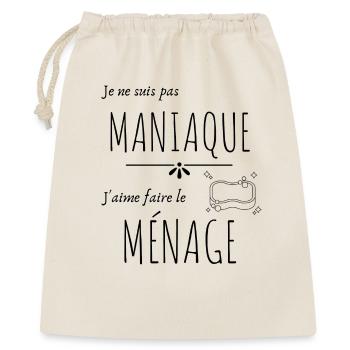 Pas maniaque j'aime le ménage - Sac cadeau 40 x 50 cm - nature - Devant