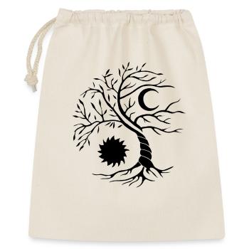 Baum des Lebens schwarze Sonne und Mond - Geschenkbeutel aus Baumwolle (40 x 50 cm) - Natur - Vorne