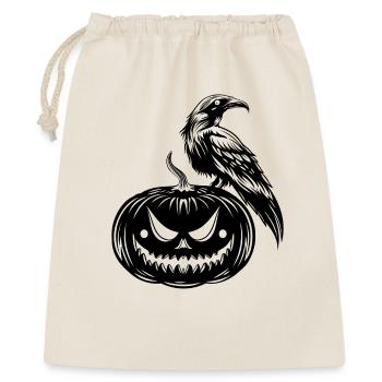 Rabe auf Kürbis - Gothic Halloween Design - Geschenkbeutel aus Baumwolle (40 x 50 cm) - Natur - Vorne