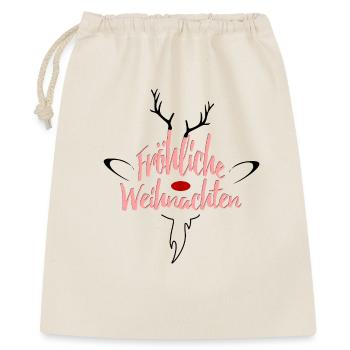 Fröhliche Weihnachten Rosé Script - Geschenkbeutel aus Baumwolle (40 x 50 cm) - Natur - Vorne