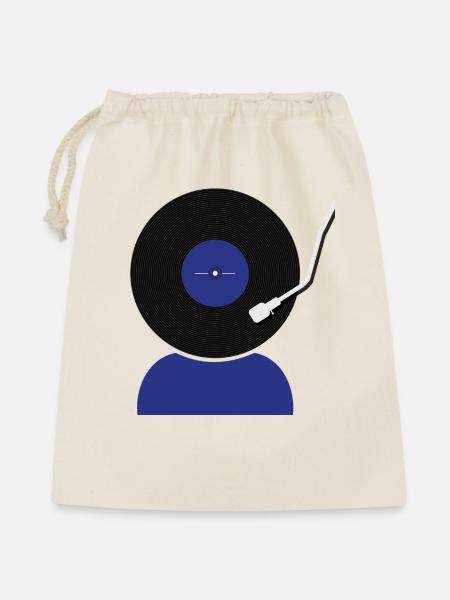 Schallplatten Kopf - Geschenkbeutel aus Baumwolle (40 x 50 cm) - Natur