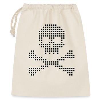 Pixel Totenkopf gekreuzte Knochen - Geschenkbeutel aus Baumwolle (40 x 50 cm) - Natur - Vorne