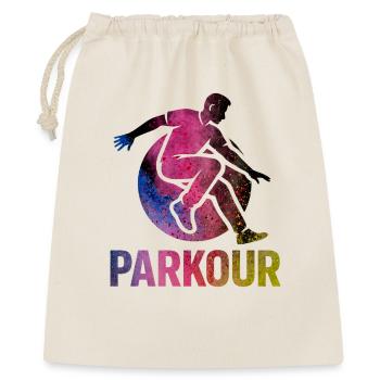 Parkour Sprung - Dynamisches Urban Design - Geschenkbeutel aus Baumwolle (40 x 50 cm) - Natur - Vorne