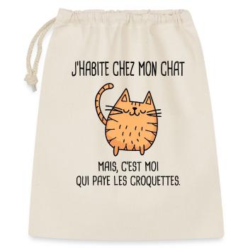 j'habite chez mon chat humour drôle animal. - Sac cadeau 40 x 50 cm - nature - Devant