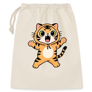 Roaring Tiger Kawaii Kinder Kapuzenpullover - Geschenkbeutel aus Baumwolle (40 x 50 cm) - Natur - Vorne