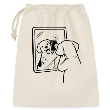 selfie dog hund - Geschenkbeutel aus Baumwolle (40 x 50 cm) - Natur - Vorne