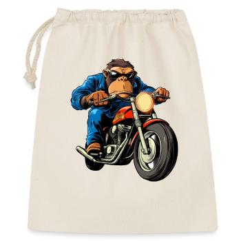 Motorradfahrer Affe - Geschenkbeutel aus Baumwolle (40 x 50 cm) - Natur - Vorne