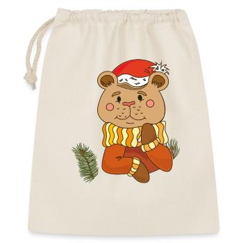 Teddybär  Weihnachten  - Geschenkbeutel aus Baumwolle (40 x 50 cm) - Natur - Vorne