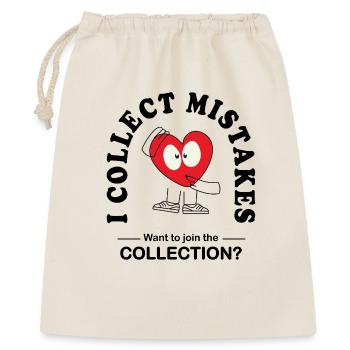 I Collect Mistakes – Lustiger Flirt Spruch - Geschenkbeutel aus Baumwolle (40 x 50 cm) - Natur - Vorne