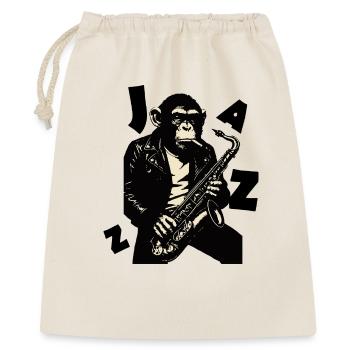 Saxophonaffe in Lederjacke - Geschenkbeutel aus Baumwolle (40 x 50 cm) - Natur - Vorne