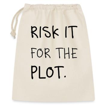 Risk It for the Plot – Handwriting - Gift Bag 40 x 50 cm - nature - Front