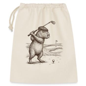Funny Capybara Playing Golf Golfer - Gift Bag 40 x 50 cm - nature - Front