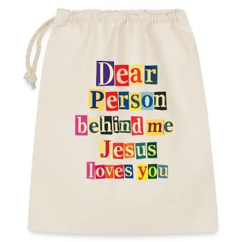 Jesus liebt dich positive Botschaft - Geschenkbeutel aus Baumwolle (40 x 50 cm) - Natur - Vorne