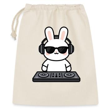 Hase Kaninchen als Dj am Mischpult - Geschenkbeutel aus Baumwolle (40 x 50 cm) - Natur - Vorne