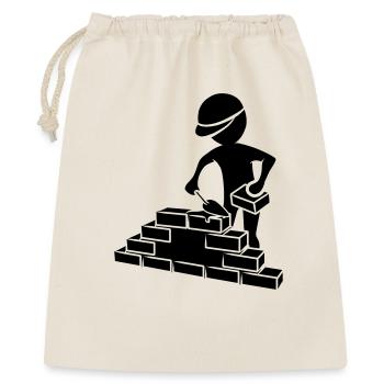 Construction workers with mason trowel, mortar and wall - Gift Bag 40 x 50 cm - nature - Front