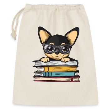 Mignon livre de lecture du chien chihuahua avec des lunettes - Sac cadeau 40 x 50 cm - nature - Devant