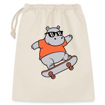 Cooles Nilpferd Skater Skateboard Vektor - Geschenkbeutel aus Baumwolle (40 x 50 cm) - Natur - Vorne