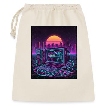 Retro Cyber Gamer - Geschenkbeutel aus Baumwolle (40 x 50 cm) - Natur - Vorne