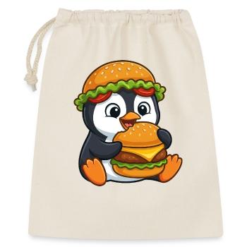 Pingouin mignon avec motif de dessin animé de burger - Sac cadeau 40 x 50 cm - nature - Devant