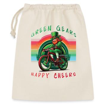 Leprechaun Radfahren St. Patrick's Day Design - Geschenkbeutel aus Baumwolle (40 x 50 cm) - Natur - Vorne