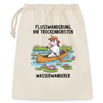Einhorn Kanufahrt - Geschenkbeutel aus Baumwolle (40 x 50 cm) - Natur - Vorne