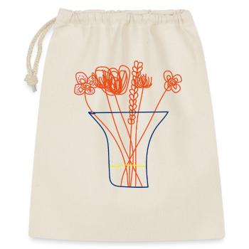 Minimalistischer Strauß – Blumen in der Vase - Geschenkbeutel aus Baumwolle (40 x 50 cm) - Natur - Vorne