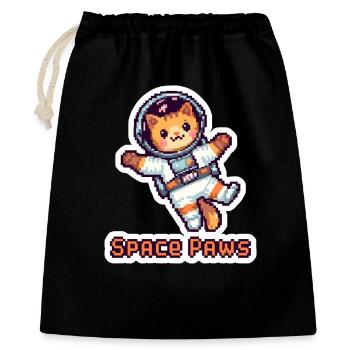 Space Paws – Pixel Cat Astronaut Sticker - Gift Bag 40 x 50 cm - black - Front
