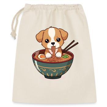 Anime Puppy in Ramen – Cute Food Design - Gift Bag 40 x 50 cm - nature - Front