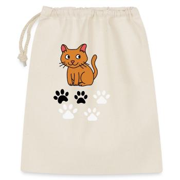 Neugierige Katzen- und Pfotenabdrücke - Geschenkbeutel aus Baumwolle (40 x 50 cm) - Natur - Vorne