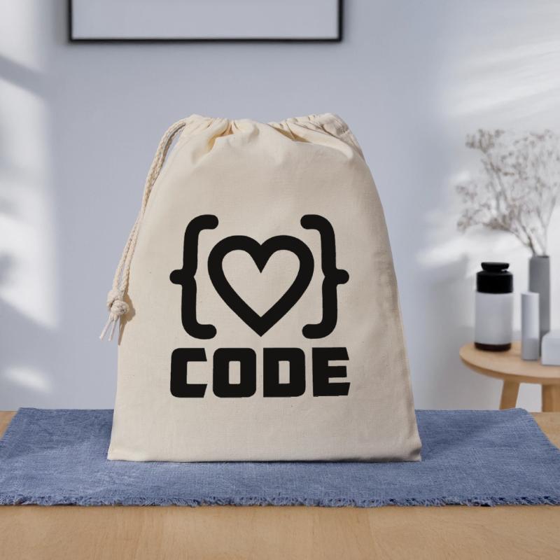 Herzprogrammierer Code Logo mit Text CODE Geschenkbeutel aus Baumwolle (40 x 50 cm)