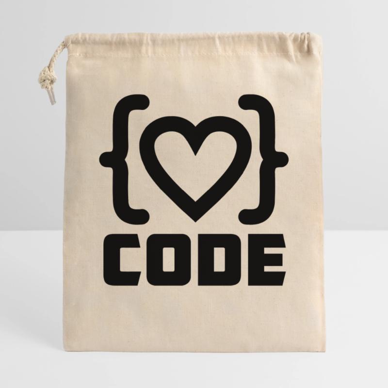 Herzprogrammierer Code Logo mit Text CODE Geschenkbeutel aus Baumwolle (40 x 50 cm)