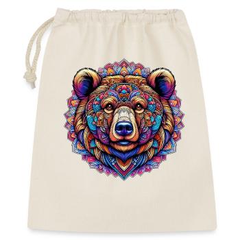 Bär mit Mandalas verziert - Geschenkbeutel aus Baumwolle (40 x 50 cm) - Natur - Vorne