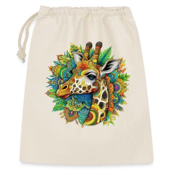 Giraffe mit Mandalas verziert - Geschenkbeutel aus Baumwolle (40 x 50 cm) - Natur - Vorne