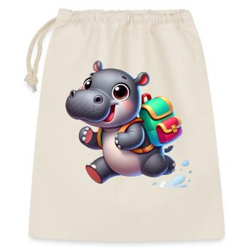Start of school with hippopotamus:Hippopotamus for school beginners - Gift Bag 40 x 50 cm - nature - Front