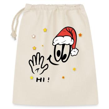 Weihnachtsmann Comic - Geschenkbeutel aus Baumwolle (40 x 50 cm) - Natur - Vorne