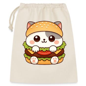 Chat mignon dessin animé burger amateur de restauration rapide - Sac cadeau 40 x 50 cm - nature - Devant