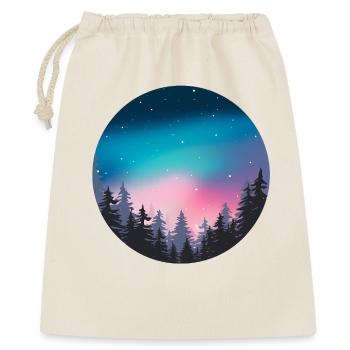 Nachthimmel, Aurora, Waldlandschaft - Geschenkbeutel aus Baumwolle (40 x 50 cm) - Natur - Vorne