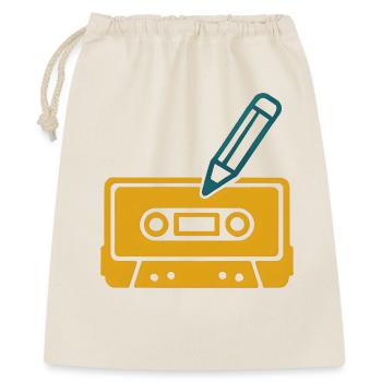 Retro Bleistift Kassette - Geschenkbeutel aus Baumwolle (40 x 50 cm) - Natur - Vorne