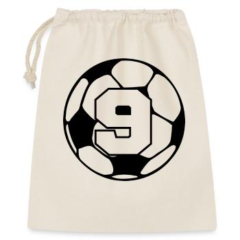Nummer 9 Fußball - 9. Jubiläum - Geschenkbeutel aus Baumwolle (40 x 50 cm) - Natur - Vorne