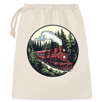 Locomotive à vapeur dans la forêt - Sac cadeau 40 x 50 cm - nature - Devant