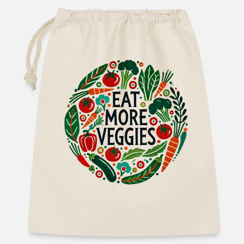 Eat More Veggies Circular Veggie Design - Gift Bag 40 x 50 cm - nature