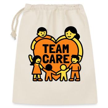 Team Care Herz Kita Wappen - Geschenkbeutel aus Baumwolle (40 x 50 cm) - Natur - Vorne